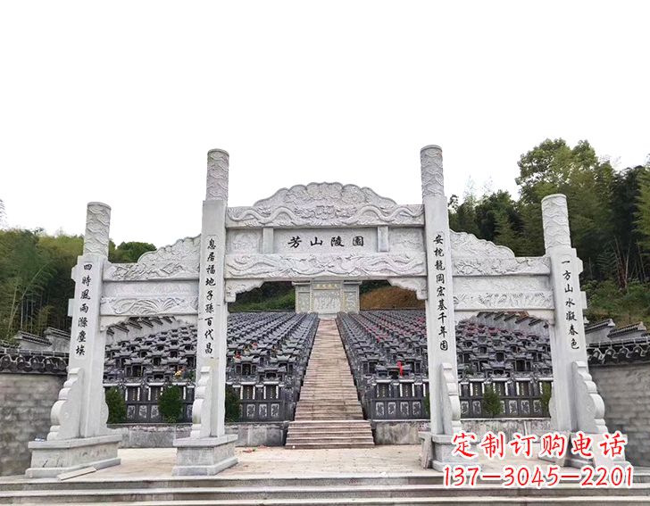 绍兴精致雕刻的三门石牌坊雕塑