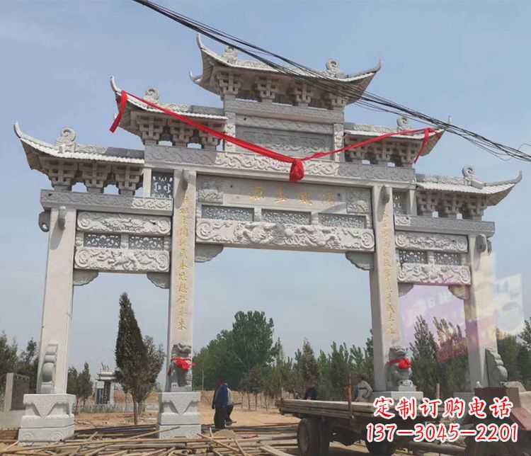 绍兴中领雕塑-大理石牌坊石雕