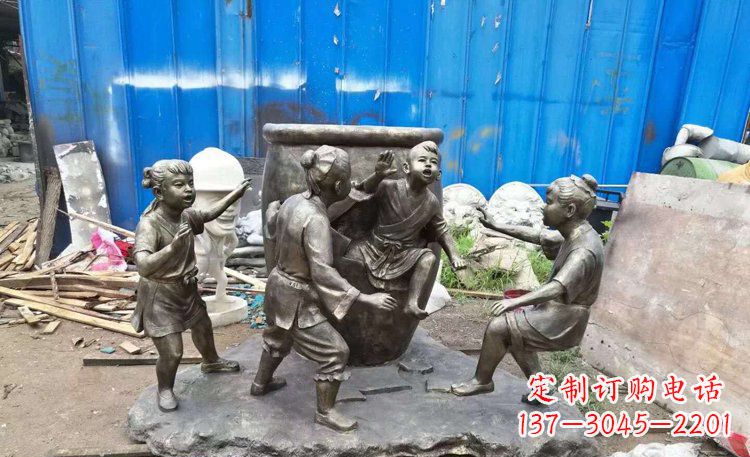 绍兴司马光砸缸铜雕 (2)