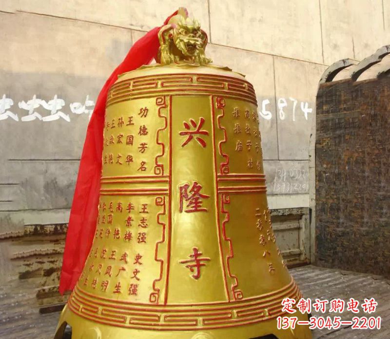 绍兴寺庙景观铜钟雕塑