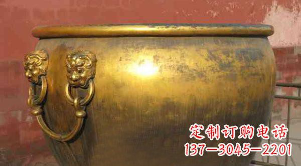 绍兴寺庙水缸铜雕 (2)