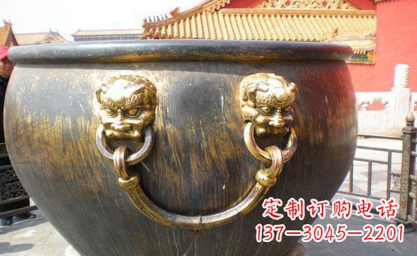 绍兴寺庙水缸铜雕 (3)