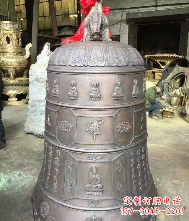 绍兴寺庙铜雕钟铸铜钟雕塑