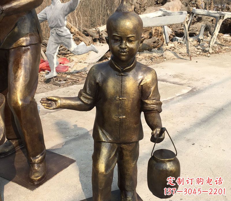 绍兴提灯笼的小男孩铜雕