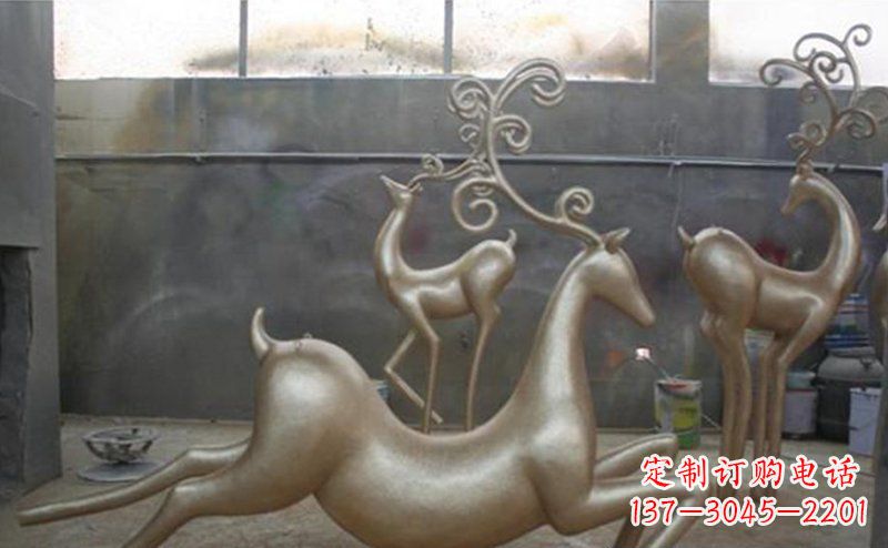绍兴铜雕抽象树枝梅花鹿雕塑