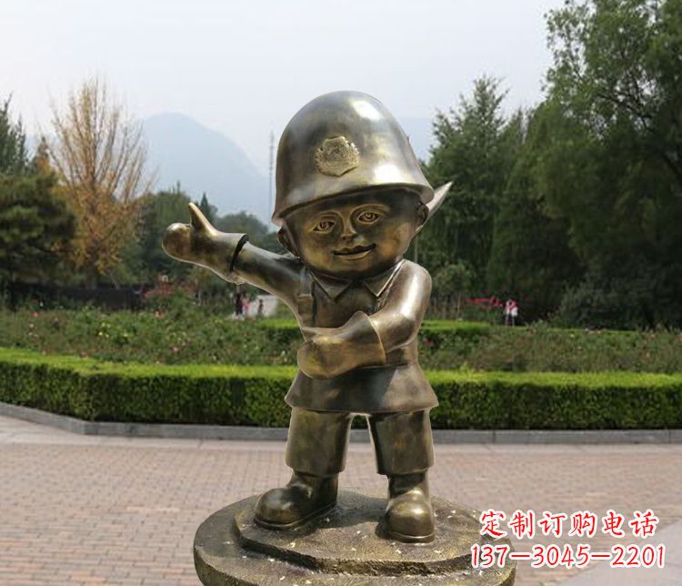 绍兴铜雕儿童交通警察