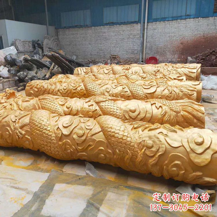 绍兴铜雕广场龙柱