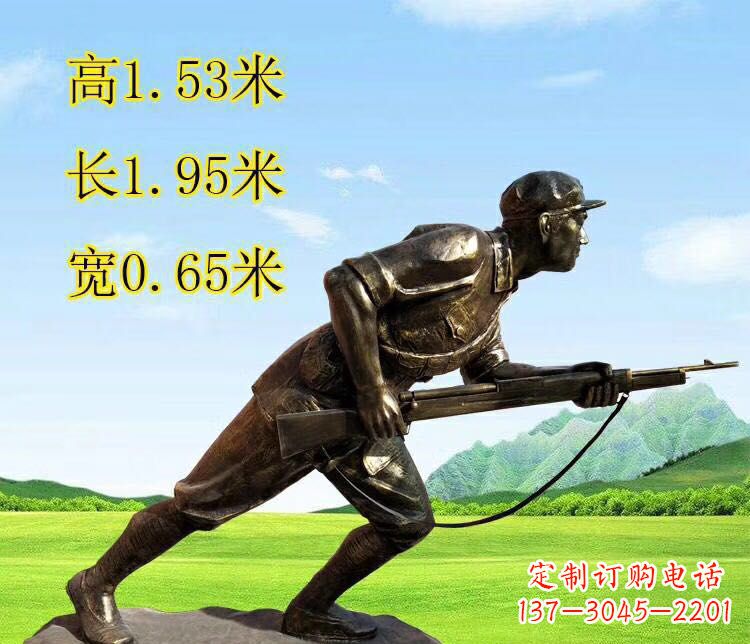 绍兴铜雕拿枪战士雕塑