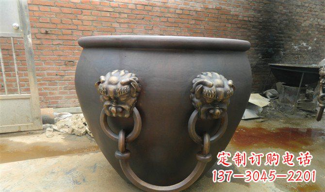 绍兴铜雕水缸寺庙景观雕塑_2
