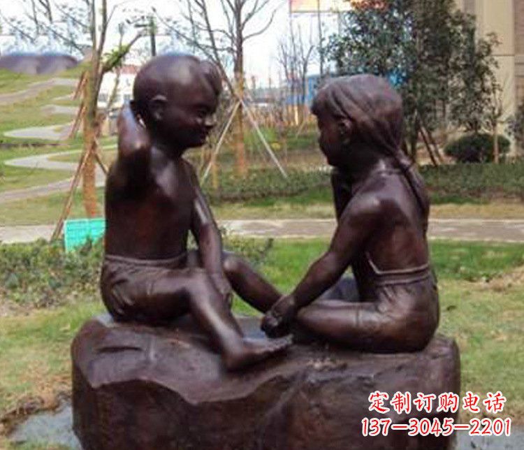 绍兴铜雕小区玩游戏儿童雕塑