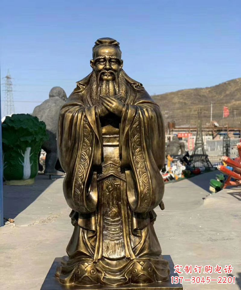 绍兴铜雕学校孔子人物雕塑
