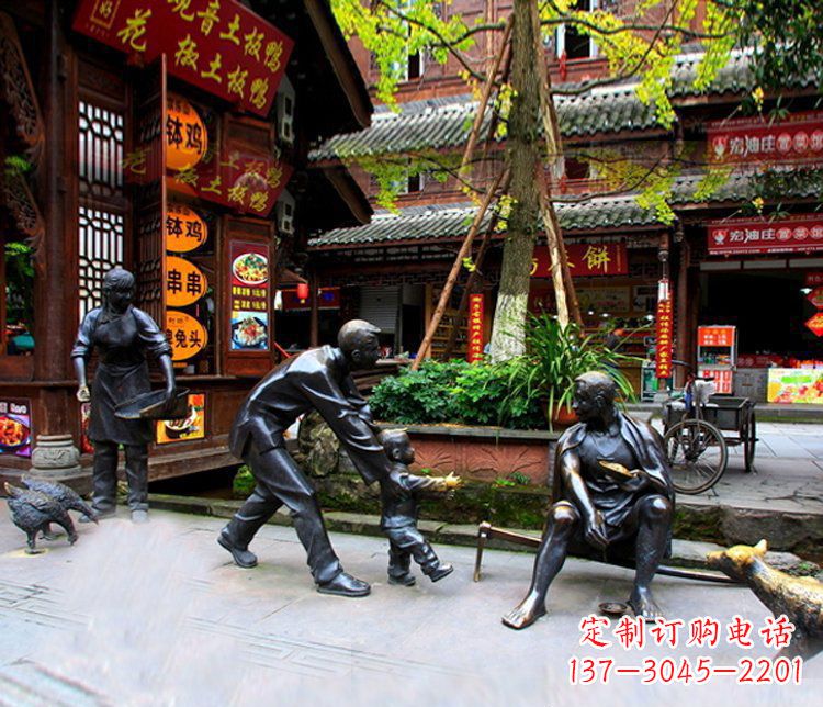 绍兴铜雕学走路儿童街道人物雕塑