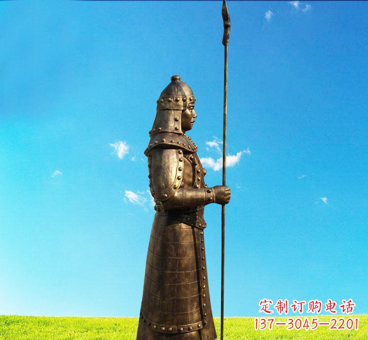 绍兴铜雕战士站岗古代人物雕塑