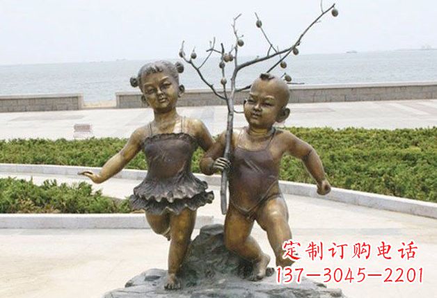 绍兴玩耍的儿童铜雕