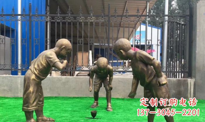 绍兴玩陀螺儿童铜雕
