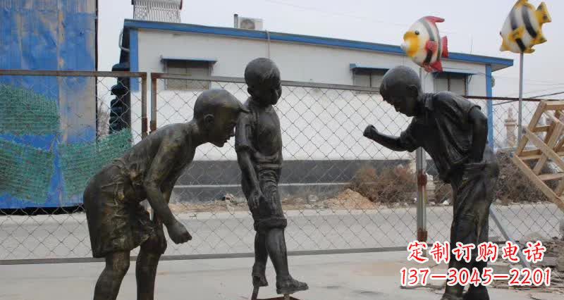 绍兴玩陀螺人物铜雕