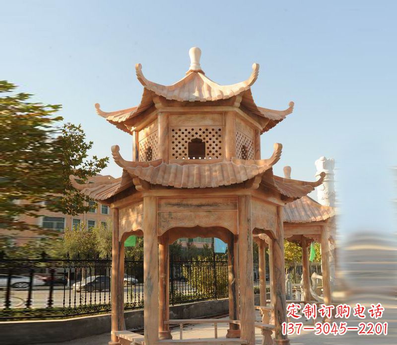 绍兴晚霞红景区休息凉亭