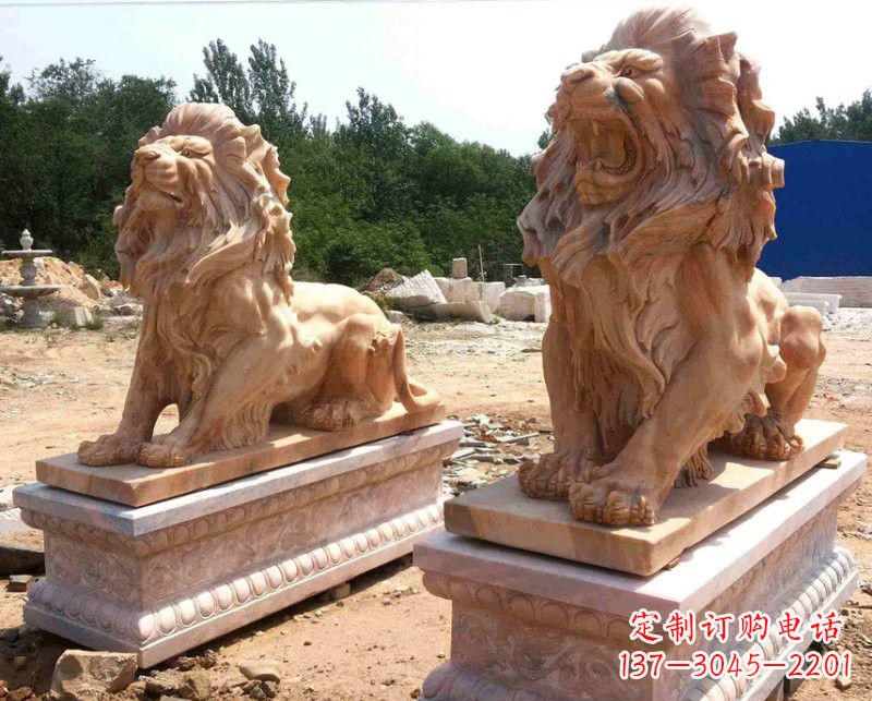 绍兴晚霞红欧式狮子雕塑222