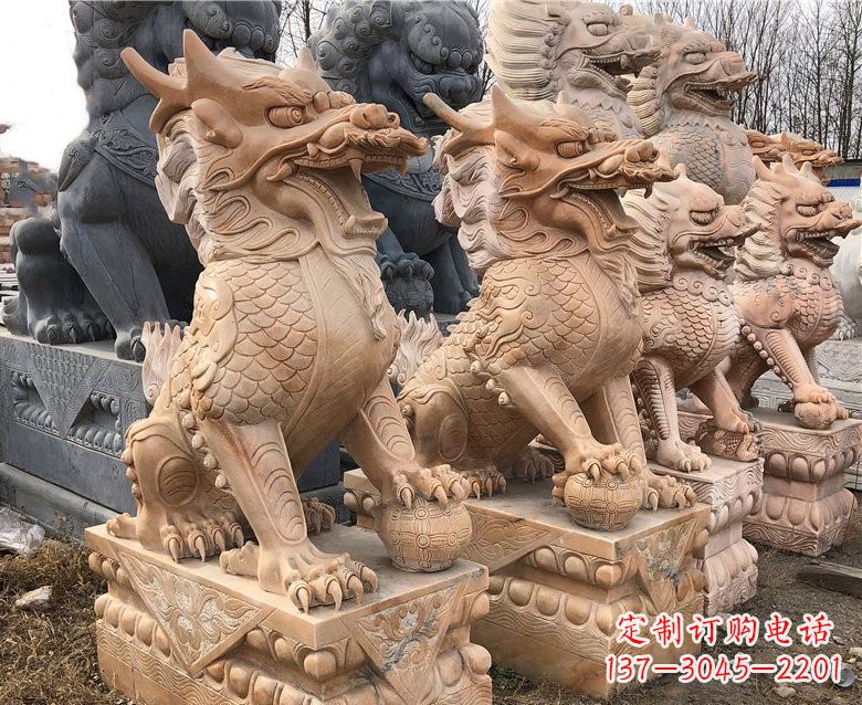 绍兴晚霞红麒麟石雕 (2)