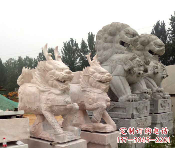 绍兴晚霞红瑞兽麒麟石雕