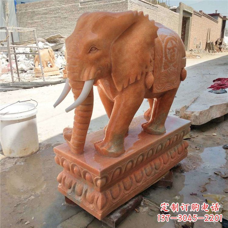 绍兴晚霞红石雕大象