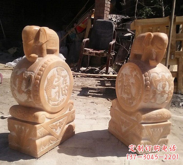 绍兴晚霞红小象门墩