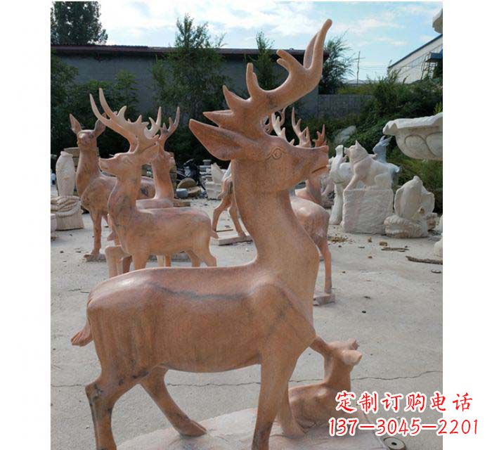绍兴晚霞红驯鹿动物公园石雕
