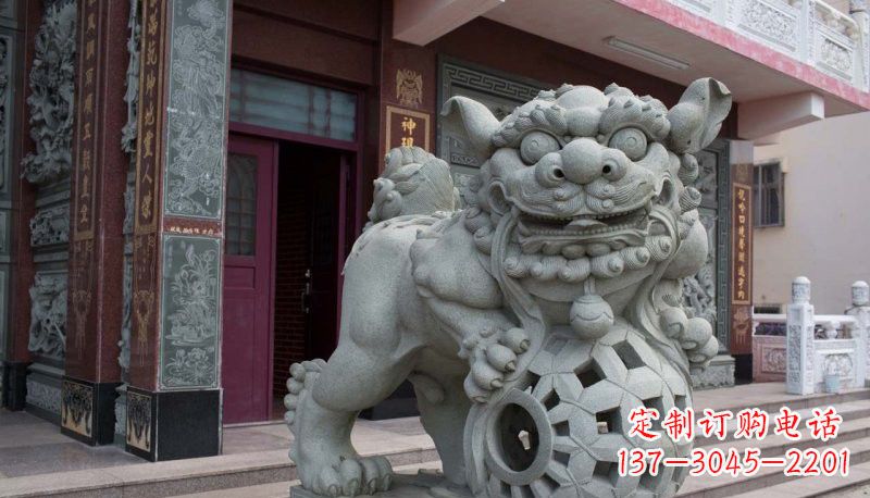 绍兴网球狮石雕南方狮子雕塑