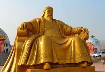 绍兴雕刻古代传奇军事家成吉思汗铜雕像