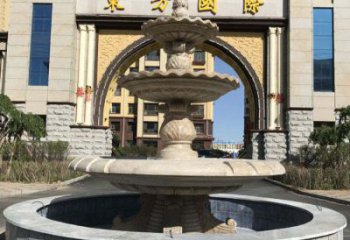 绍兴三层欧式喷泉石雕，为小区增添质感