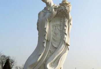 绍兴古典美女雕塑——十二花神之四月牡丹杨玉环汉白玉