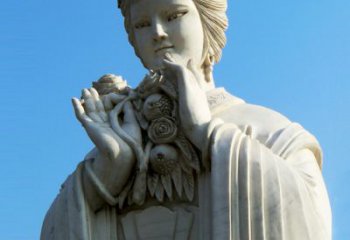 绍兴石榴之美——十二花神之五月石榴李氏汉白玉古代美女雕像