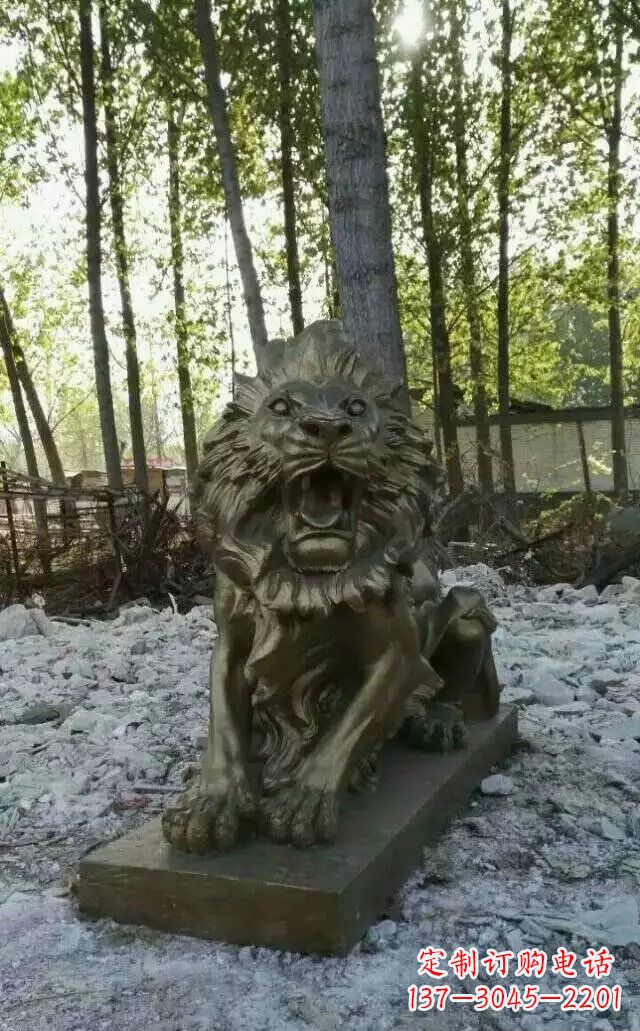 绍兴卧着的西洋狮子铜雕 (2)