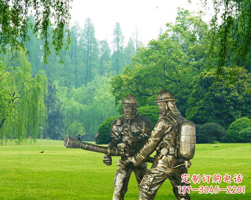 绍兴消防员灭火铜雕