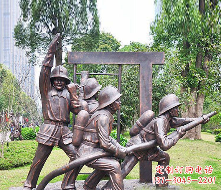 绍兴消防员人物铜雕 (2)