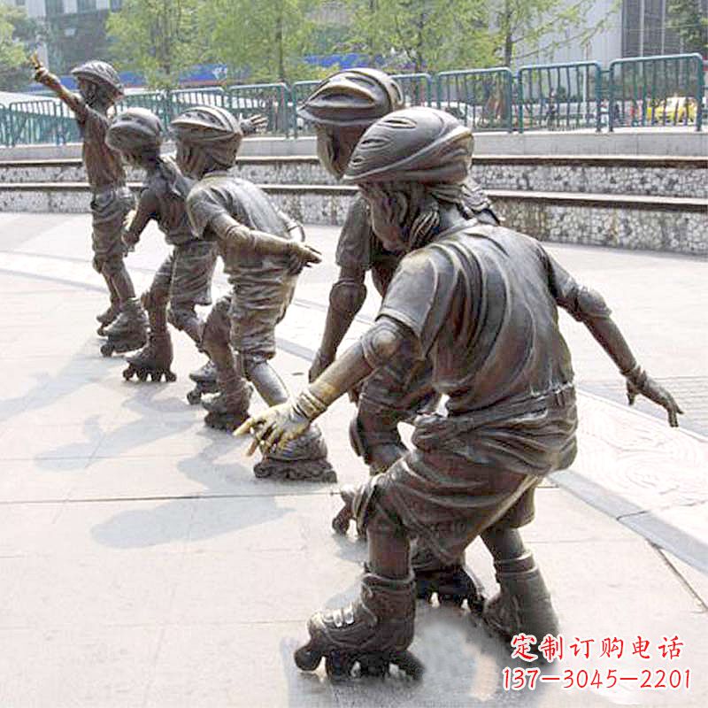 绍兴小孩滑旱冰广场运动主题雕塑