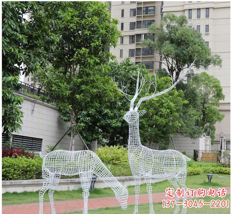 绍兴小区不锈钢镂空梅花鹿鹿雕塑