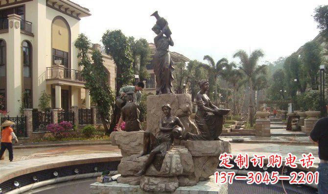 绍兴小区西方美女喷泉人物铜雕