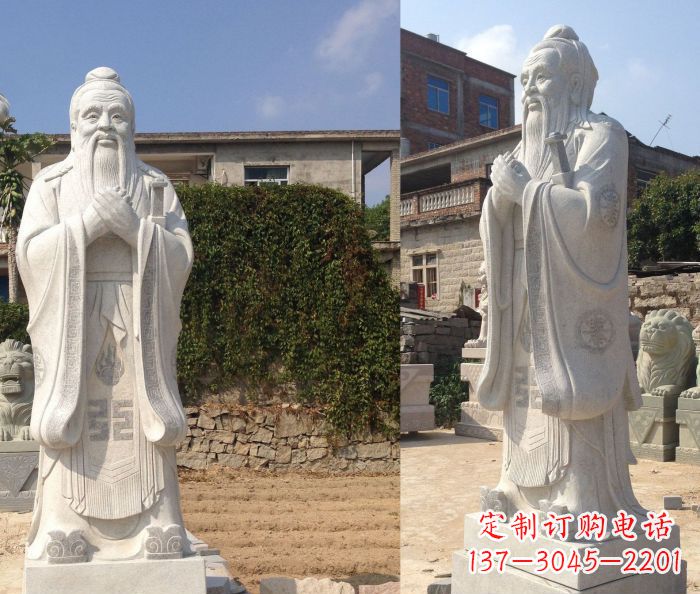 绍兴校园景观石雕孔子