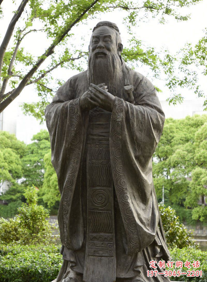 绍兴校园孔子行教像铜雕 (2)