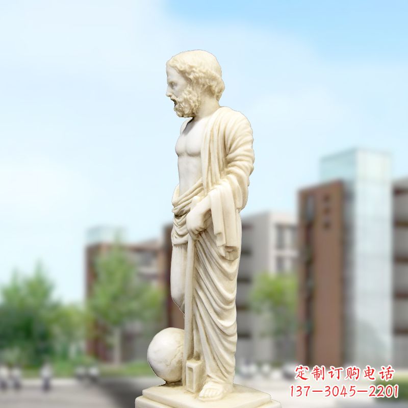 绍兴校园名人著名物理学家阿基米德石雕塑像