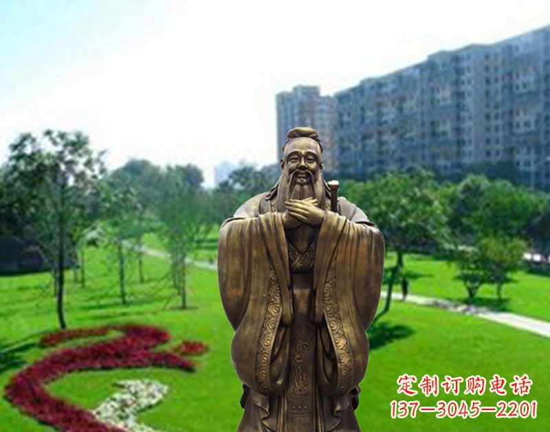 绍兴学校孔子行教像铜雕