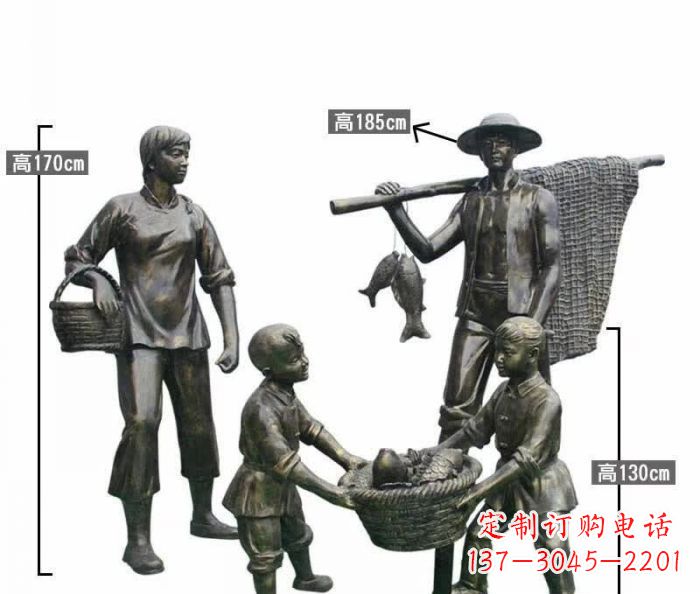 绍兴渔夫捕鱼民俗铜雕 (3)
