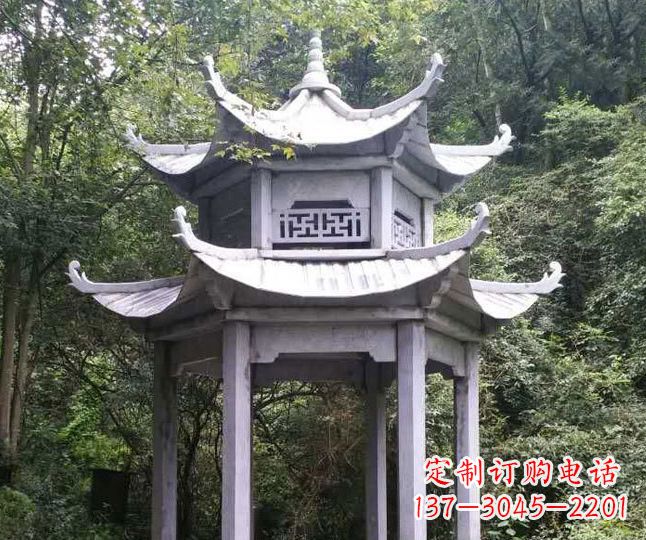绍兴园林仿古石凉亭景观石雕 (3)