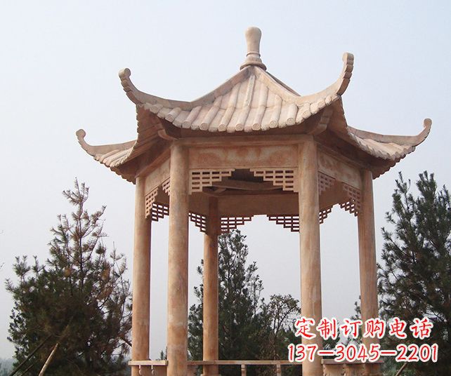 绍兴园林景观单层石雕凉亭 (3)