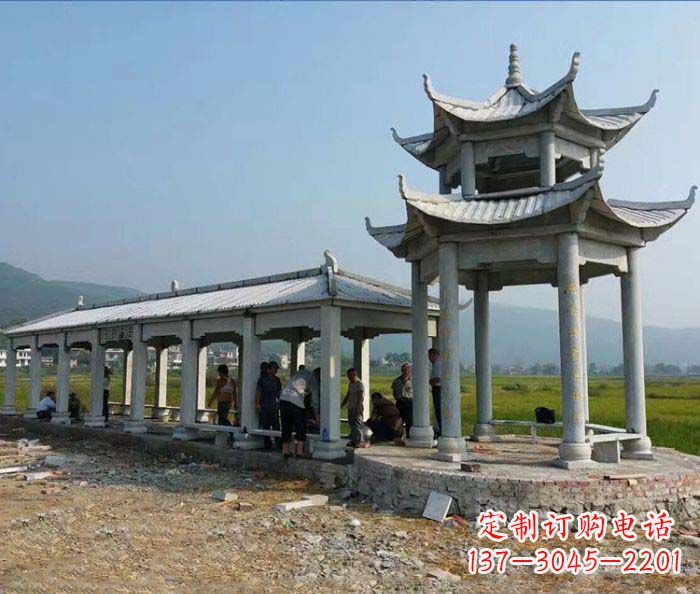 绍兴园林景观仿古石雕长廊凉亭