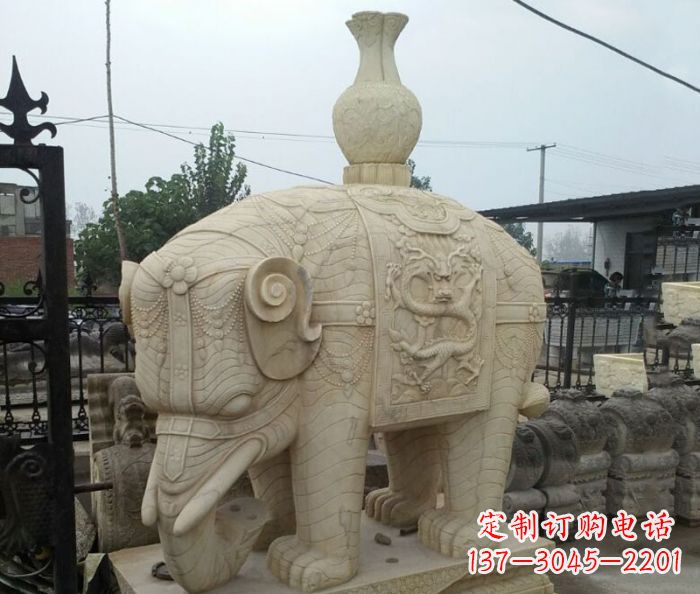 绍兴园林景观驮瓶大象石雕