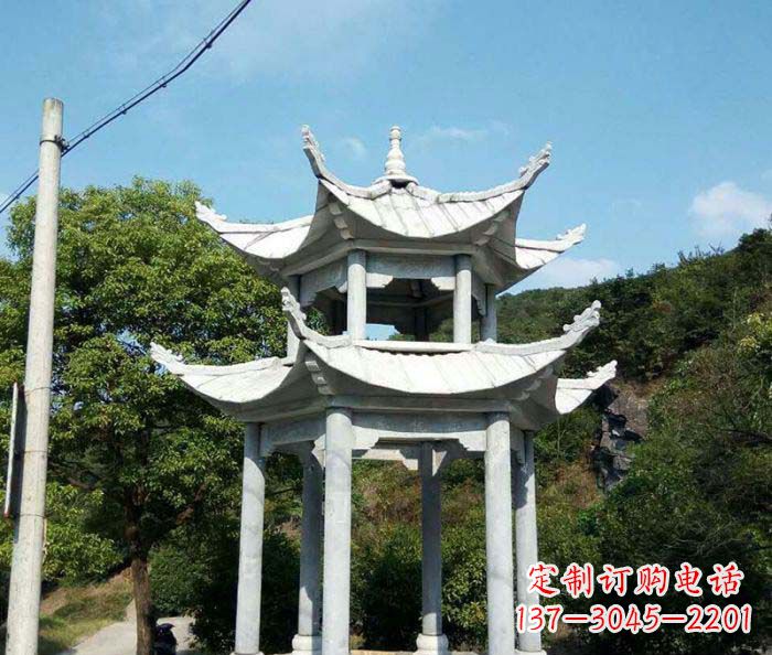绍兴园林双层凉亭石雕