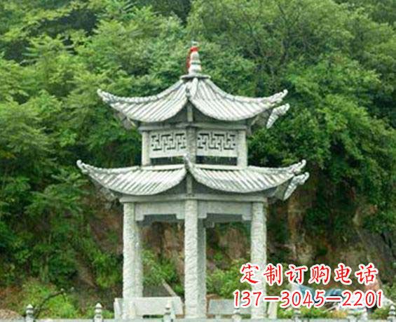 绍兴园林双层六角石凉亭景观石雕