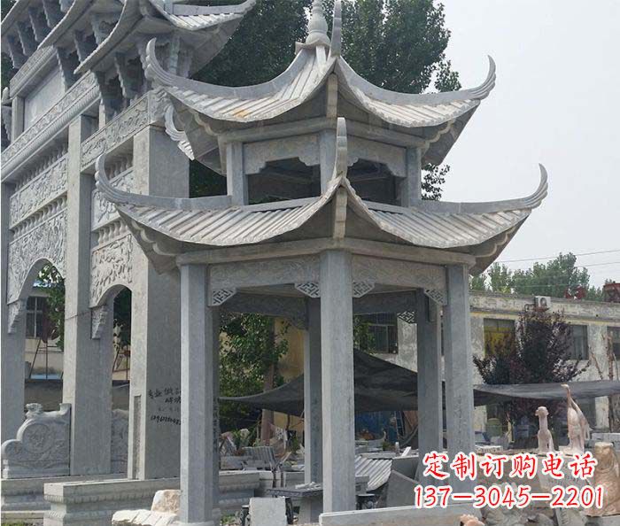 绍兴园林双层石雕凉亭